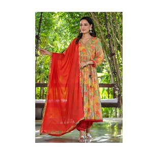 卸売工場供給アリアカットAnarkali Kurtis Pent with Dupatta for Office and Regular Wear from India - Product Image 1