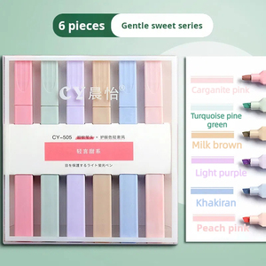 X1028-2 toptan özel Logo floresan Macaroon Pastel renk vurgulayıcı dikdörtgen işaretleyici kalem çocuklar için promosyon - Product Image 5