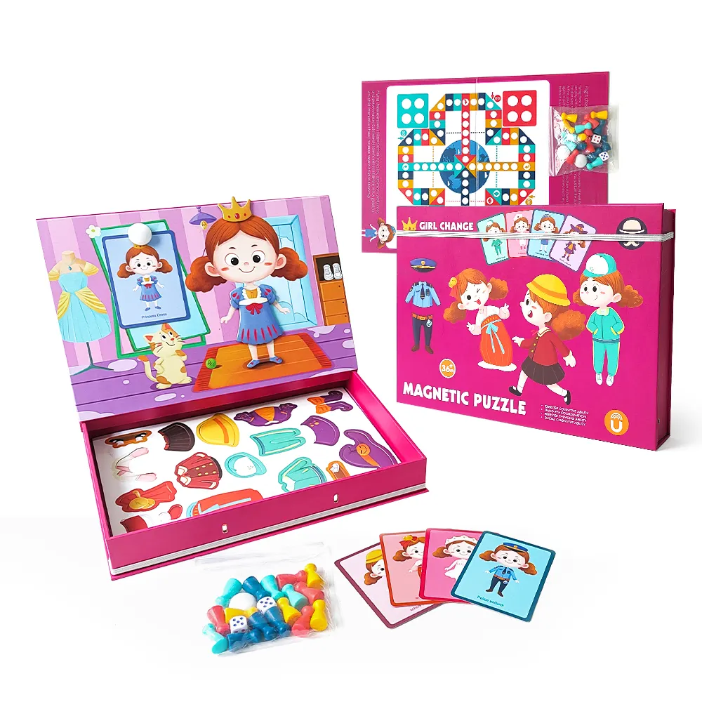 OEM fabbricazione magnetico Puzzle Game per bambini ragazza gioco da tavolo aereo scacchi giocattoli educativi libro tranquillo