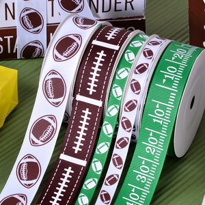 New Ribbon 10yards/cuộn Rugby DIY tóc phụ kiện tóc ban nhạc/quan hệ cung thể thao Rugby loạt in Băng Mỹ bóng đá - Product Image 1