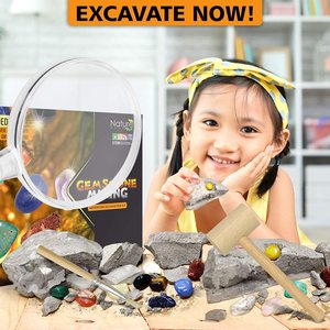 Real Gemstones Children Archaeological Excavation Dig a <strong>Dozen</strong> Gem Digging Kit Set Science <strong>Toy</strong> Mining for Kid Gift Gem Dig Kit