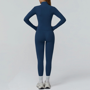 Tùy Chỉnh 3 Mảnh Tập Thể Dục Ngoài Trời Mỏng Phù Hợp Với Phòng Tập Thể Dục Hàng Đầu Dài Tay Áo Áo Ngực Thể Thao Yoga Đầy Đủ Dây Kéo Áo Khoác Yoga Thiết Lập Cho Phụ Nữ - Product Image 3