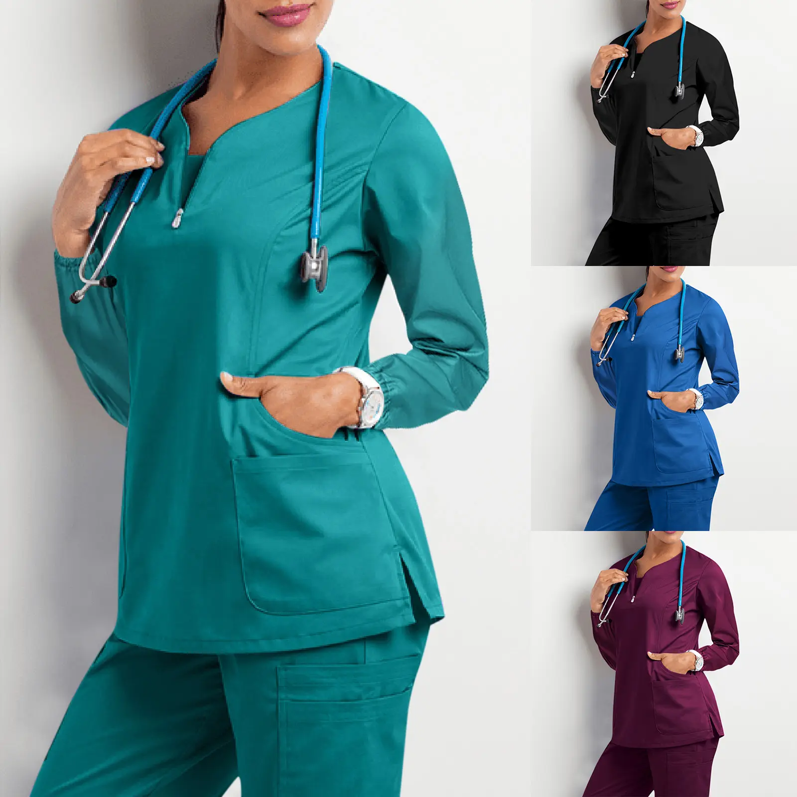 Conjunto de uniformes de enfermeira unissex, uniforme médico de alta qualidade, uniformes hospitalares da moda por atacado, uniformes personalizados
