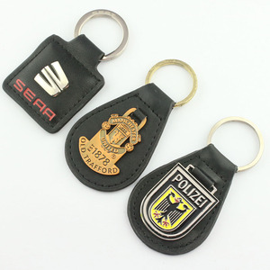 工厂钥匙扣皮革金属钥匙扣皮革和带标志的金属定制钥匙扣 - Product Image 4