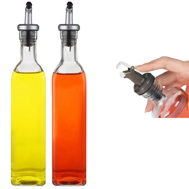 * Easylife Keuken Klik 500 Ml Glas Olijfolie Fles Met Zilveren Kleur Uitloop Glas Olie En Azijn Fles