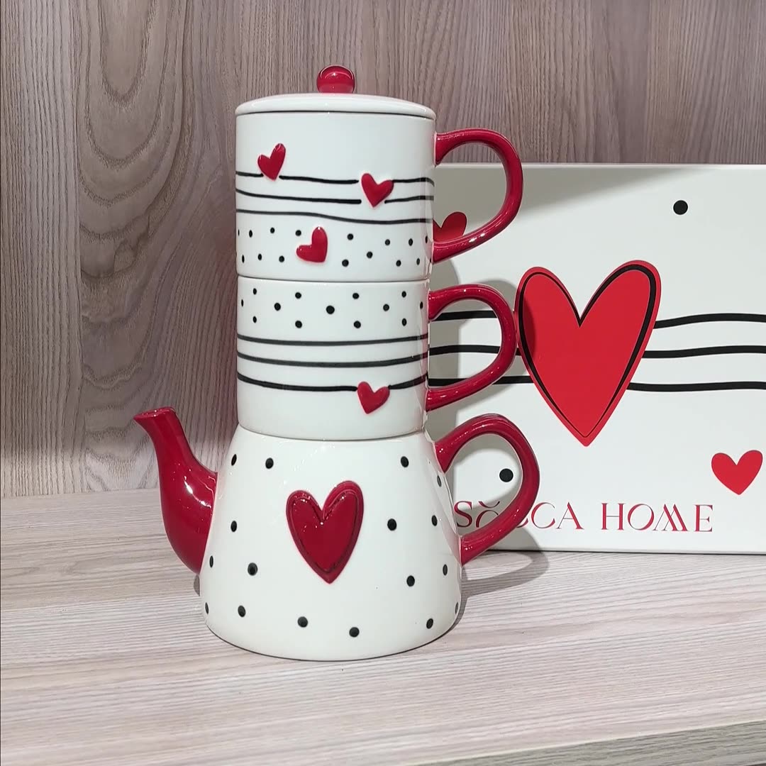<strong>Love</strong> <strong>cup</strong> and pot home ceramic tea set Exquisite teapot gift box Creative couple <strong>cup</strong> afternoon tea <strong>cup</strong> set - Product Image 2