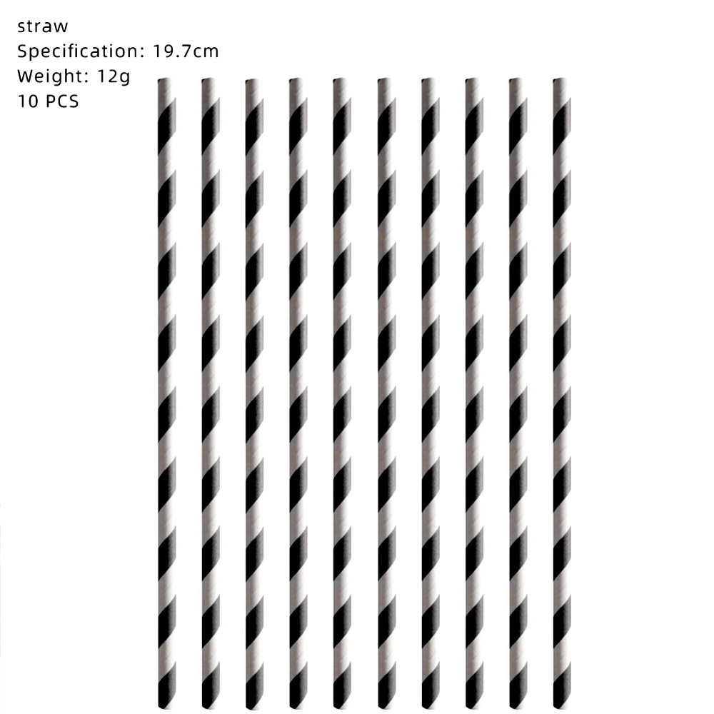 Noir - 10 pailles en papier