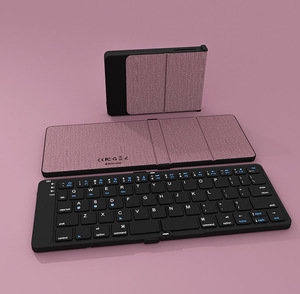 Muti Color Choose <strong>Notebook</strong> <strong>Computer</strong> Phone Foldable Silent Rechargeable Bluetooth Wireless <strong>Keyboard</strong> With Protected Leather Case - Product Image 1