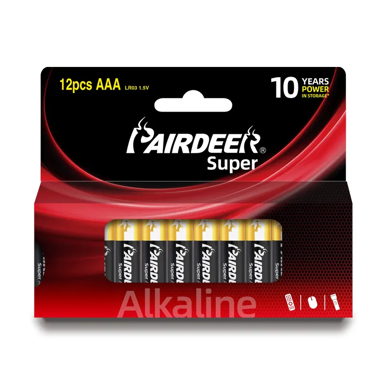 Pairdeer 1.5โวลต์ Aaa Am4 LR03 AAA สังกะสีแมงกานีสซูเปอร์เบอร์7อัลคาไลน์แบตเตอรี่แห้งสำหรับไฟฉาย