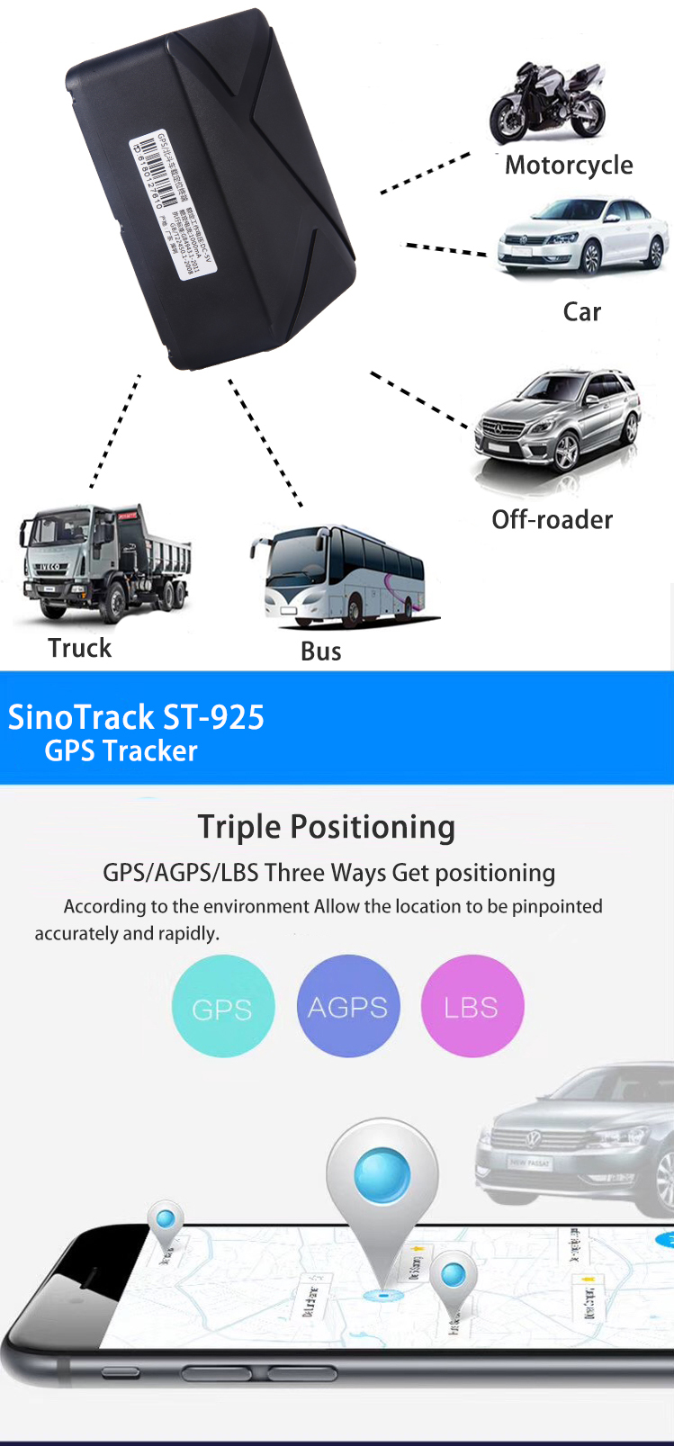 AliTrack ST-925 20000mah Forte Aimant GPS Tracker Carte Sim Longue Attente GPS Dispositif de Suivi Avec Plate-Forme Libre APP