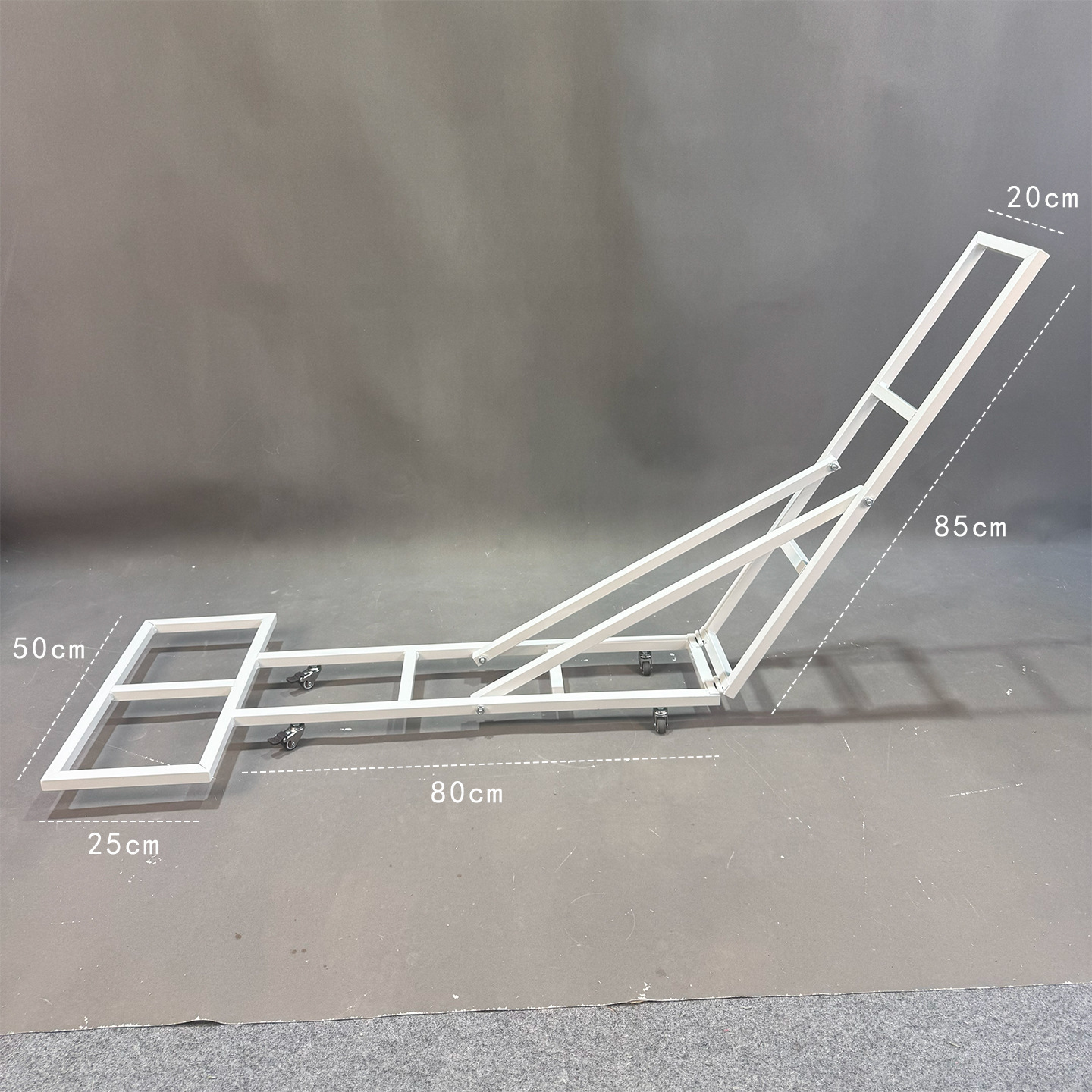 2m white painted waterfall flower shelf with wheels
