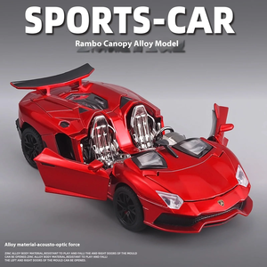Cabrio spor araba 1:32 Diecast Metal Model ses ve ışık geri çekin oyuncak tekerlekler hediye ile çocuk ölçekli Model arabalar için - Product Image 4