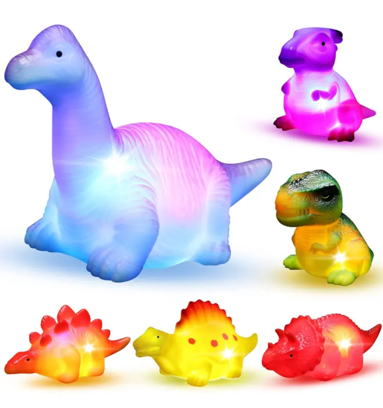 Bañera flotante de dinosaurios para niños pequeños, juguete de baño con luz led, juegos de ducha