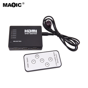 Interruptor HDMI 5 en 1 de salida, Selector de 5 puertos HDMI con Control remoto IR para HDTV, ordenador, reproductor de DVD, productos personalizados, 1080P