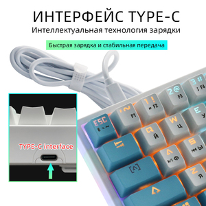 60 Teclado mecánico de juego tipo C para ordenador RGB LED con cable USB Mini teclado mecánico conveniente para jugadores adecuado para ordenadores - Product Image 5