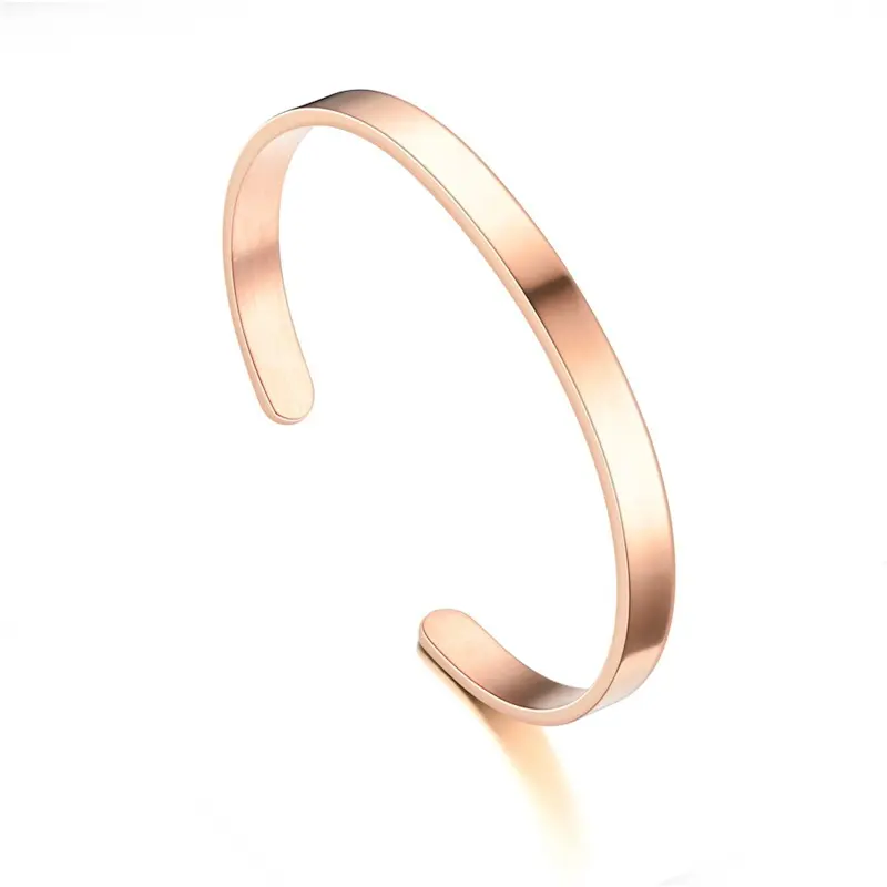 SZ cheng bijoutiers bracelet Bijoux Logo gravé personnalisé en acier inoxydable ouvert Bracelet jonc en or Rose