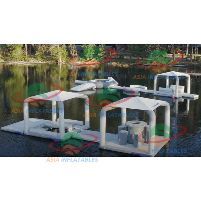 Parc aquatique gonflable de luxe Dock Deck Plate-forme gonflable flottant Aqua Bana Surface Tente flottante Aqua Floating Resort