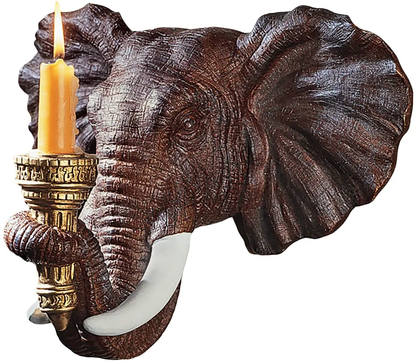 Elephant statue African Decor Candle Holder Wall Sconce Sculpture, 12 Inch, Polyresin, Bronze Finish Home decoration