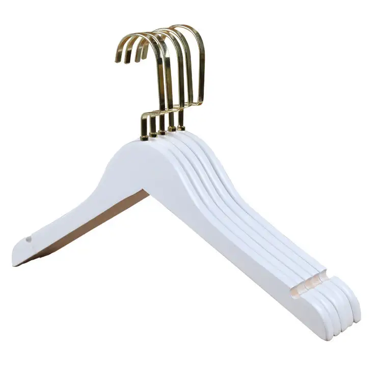 LEEKING Customized LOGO high quality hot sale trousers rack anti-slip white wooden hanger with metal clips