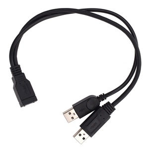 Black Color <strong>USB</strong> <strong>3.0</strong> Female to USB3.0/2.0 Dual Male Extra Power Data Cable Y <strong>Extension</strong> Cord for 2.5&quot; Mobile Hard Disk - Product Image 1