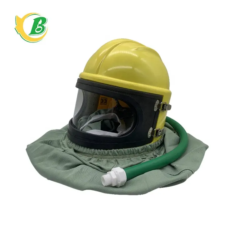 Удобный защитный шлем с широким окном и кислородной пескоструйной обработкой с нейлоновой накидкой
