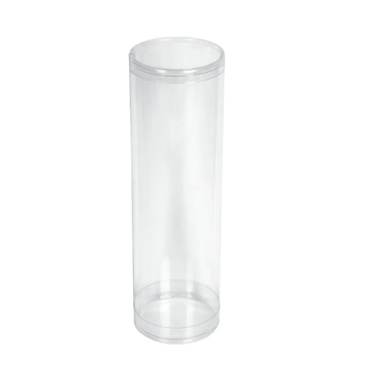 Embalagem de cilindro de plástico personalizado, tubo redondo transparente embalagens caixas de presente reciclado materiais personalizados forma de pvc biodegradável