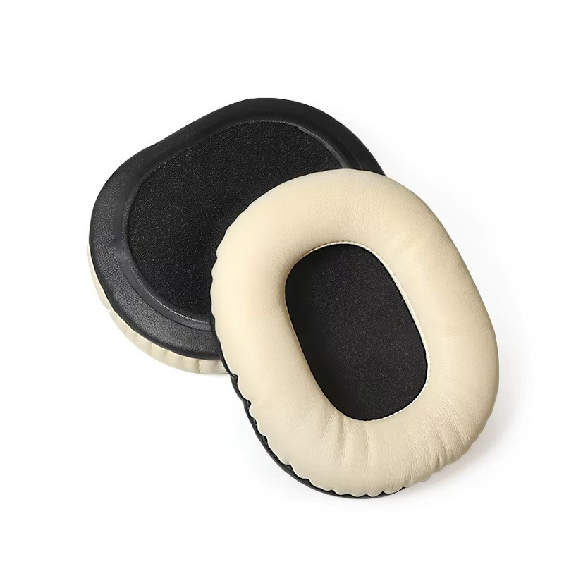 1 pièce Coussinet d'oreille en cuir protéiné beige - Grille noire
