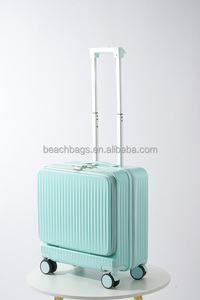 定制豪华ABS + PC材质旅行旅行箱带<span class=keywords><strong>USB</strong></span>充电口加厚铝合金拉杆方形行李箱