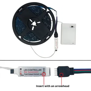 ไฟแถบ LED USB 5V RGB หลากสี24คีย์รีโมทคอนโทรลพร้อมกล่องแบตเตอรี่สำหรับพื้นหลังทีวีไฟบรรยากาศ - Product Image 2