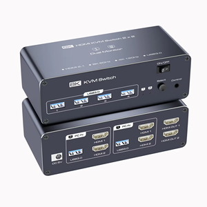 HDMI KVM开关DP HDMI 2监视器2台计算机8K 60Hz KVM切换器双监视器，用于2 pc支持扩展复制模式