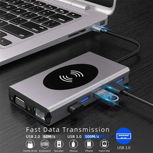 14合1 USB C集线器至2 * HDTV适配器，带5 * USB PD3.0千兆以太网VGA 3.5毫米音频SD/TF无线充电器c型集线器适配器 - Product Image 6