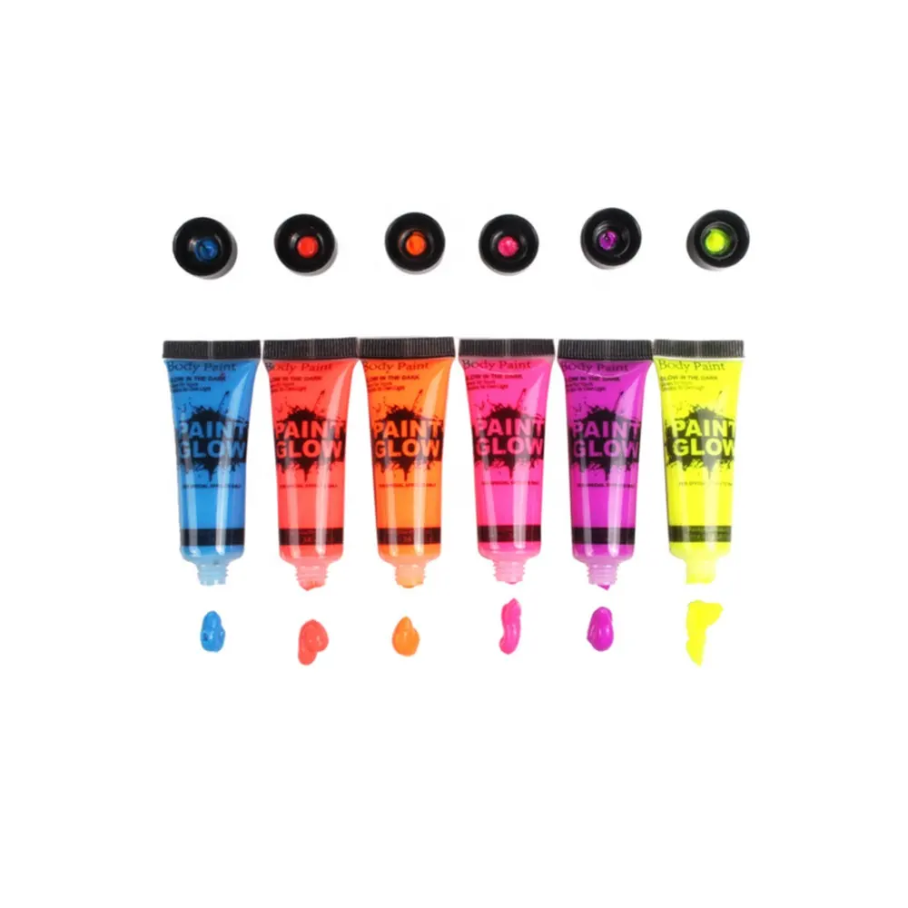 Tubo fluorescente que brilla en la oscuridad, juego de pintura para cara y cuerpo, 10ML/25ML, 24 unidades