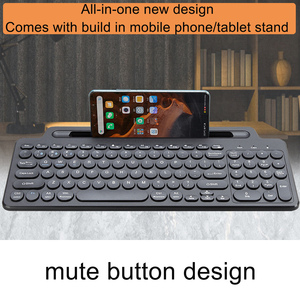 Teclado inalámbrico con Bluetooth y soporte incorporado, fácil Control multimedia para tableta de oficina/teléfono/ordenador/portátil