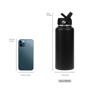 Bán buôn thép không gỉ chân không <span class=keywords><strong>Flask</strong></span> 1L quân đội màu xanh lá cây đôi tường nhiệt chai với xử lý xách tay biểu tượng tùy chỉnh - Product Image 5