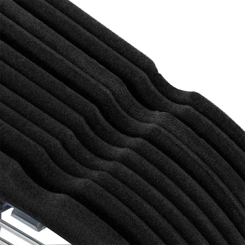 LEEKING Custom LOGO ultra-thin jacket non-marking velvet hanger multifunctional flocking trouser rack with clip