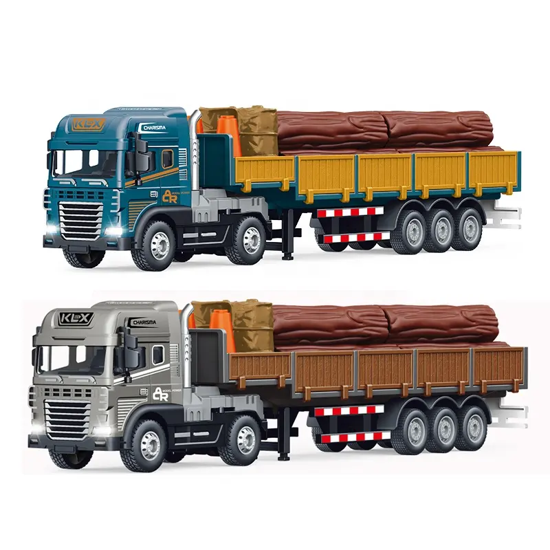 New Products Alloy Diecast Model Transport Trailer Small 1/24 Scale Diecast Trucks With Barricades + Slats