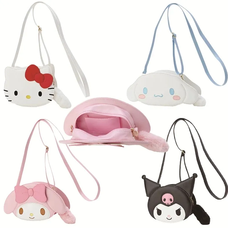 Sanrio Shoulder Bag Cartoon PU Messenger Bag KT Cat Girl Crossbody Shoulder Bag Birthday Gift Kuromi Mymelody Cinnamorol