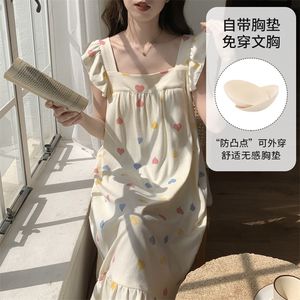 Hot Sale Summer Cotton Nightdress New Women's Pajamas Sweet and Cute <strong>love</strong> Printed Home Clothes Sleepwear Dress