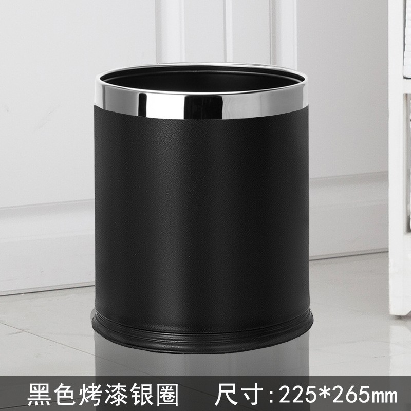 10L Black Bucket with Thickened Silver Ring