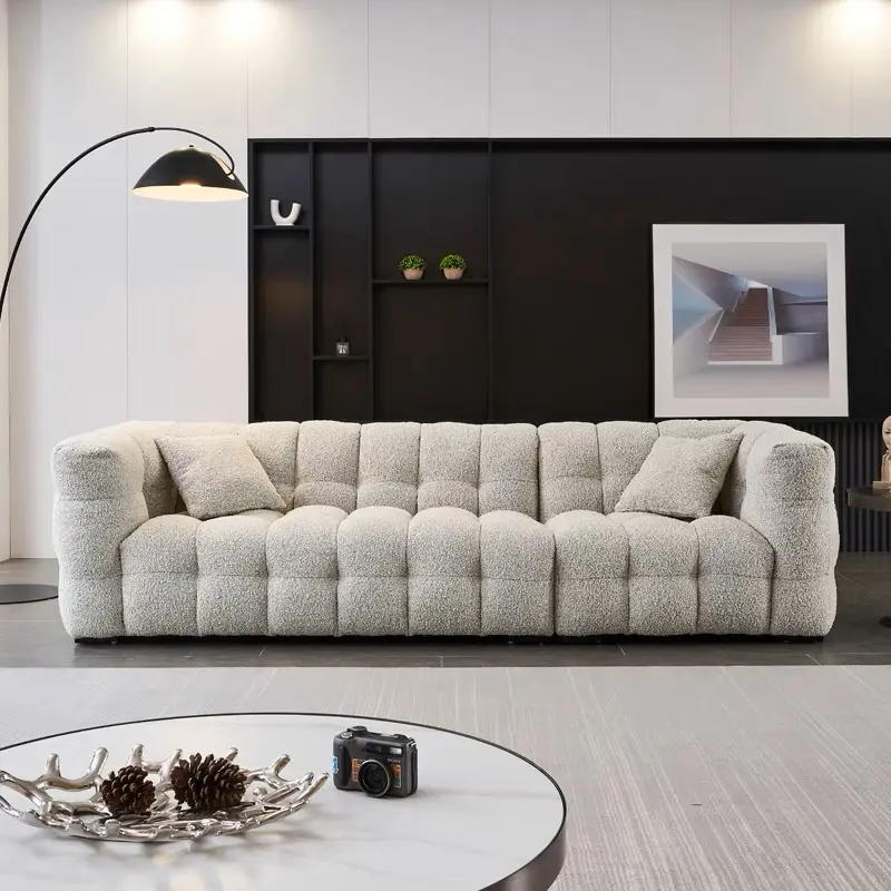 Nouveau modèle hôtel meubles crème explosion conception tissu guimauve canapé maison funritiure petit appartement salon canapé