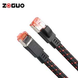 Cavo piatto <span class=keywords><strong>Ethernet</strong></span> placcato in oro ad alta velocità Cat 8 triplo schermatura treccia cavo Patch supporta 40Gbps per applicazioni informatiche