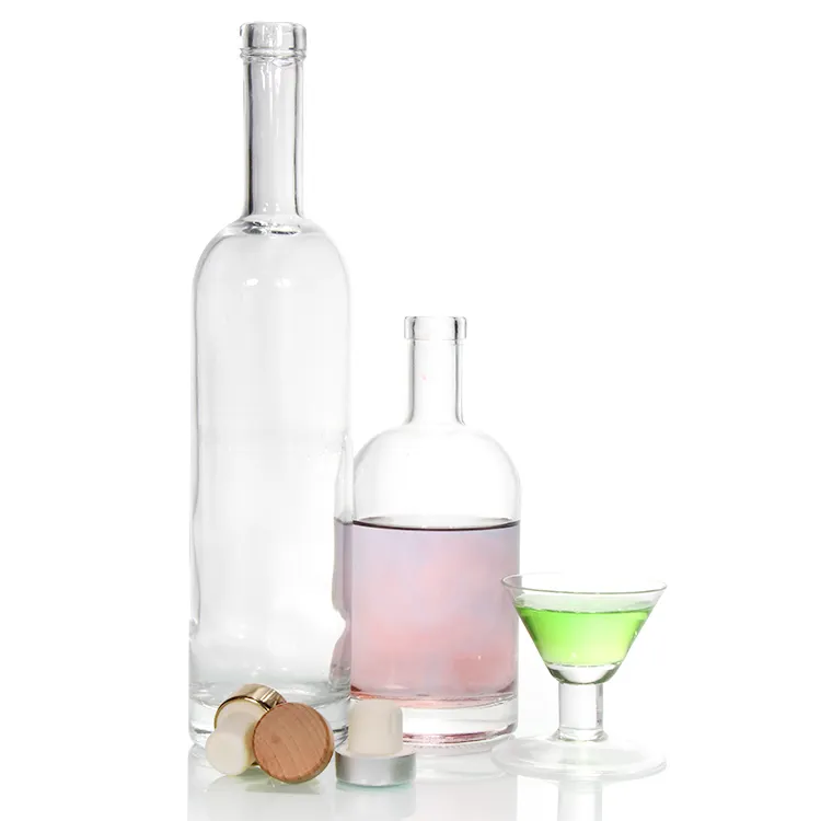 En Stock 100Ml 200Ml 375Ml 500Ml 750Ml 1000Ml bouteille en verre de vin liqueur avec bouchon de baume