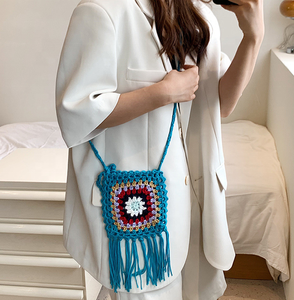 手作りの女性の夏のファッション新鮮な文学フリンジ編組ショルダーバッグかぎ針編みバッグ - Product Image 4