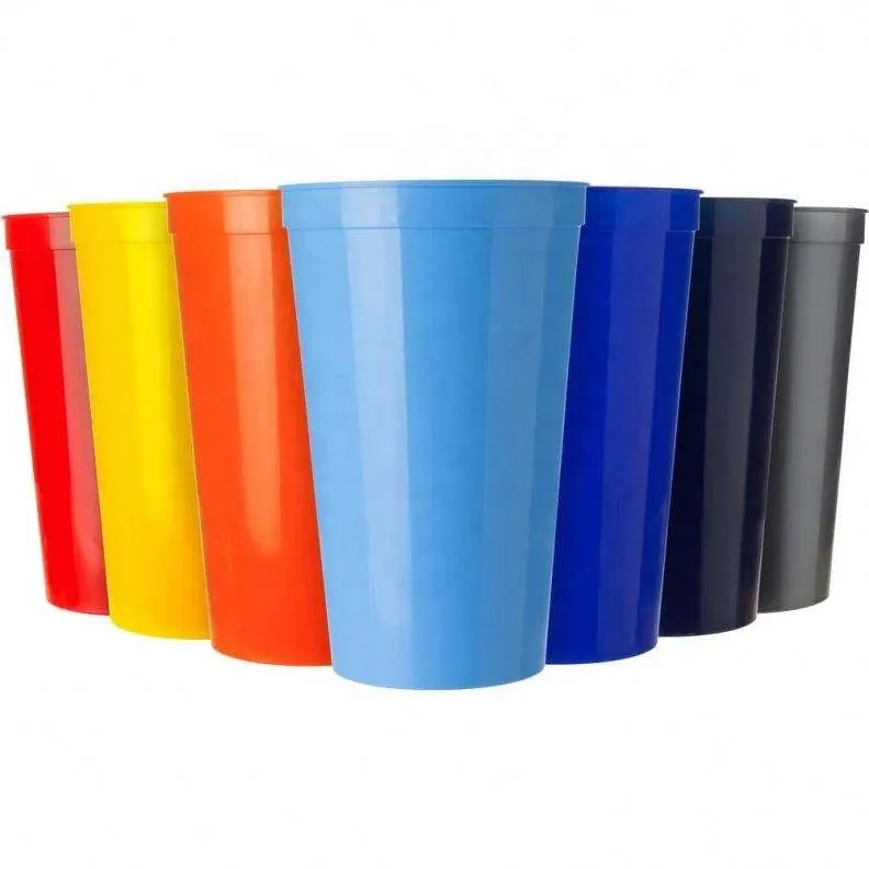 1000pcs Stadium Cups 16oz Wieder verwendbarer Kunststoff Buntes Logo Gedruckte Stadium Cups Für Werbung