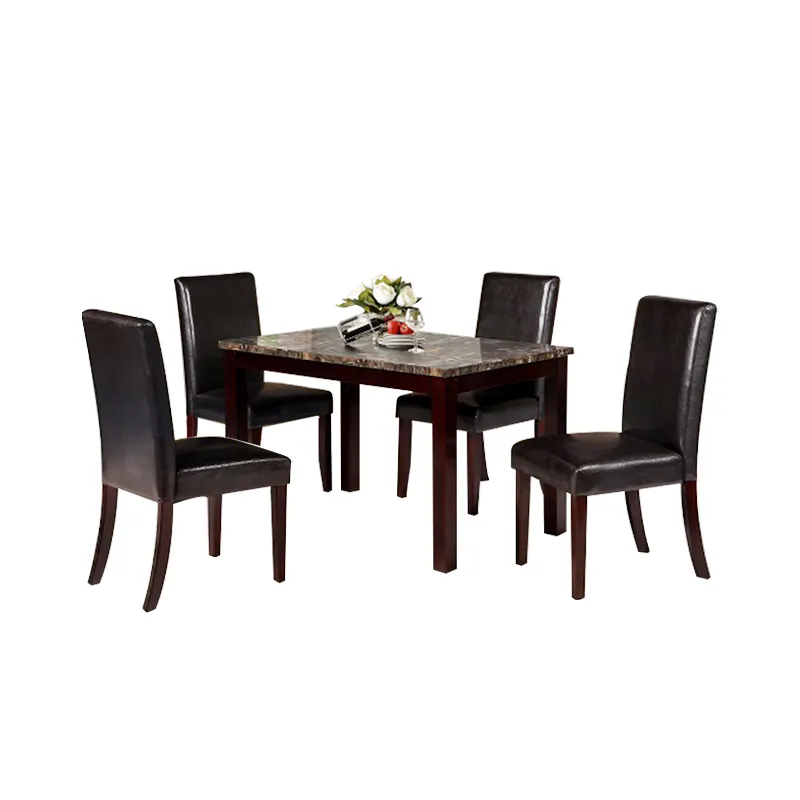 Artificial Marble Dining Room Top Floor Furniture Dining Room Banquet Board Chairs Upholstered Comfortable Table and Chair Set