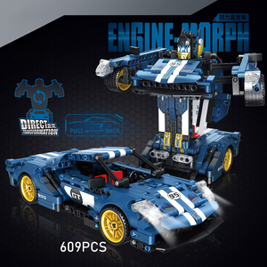 2-in-1 in plastica Pull Back auto Robot da corsa 3D mattoncini Puzzle modello giocattolo per bambini 5-7 anni costruzione di trasformazione auto - Product Image 2