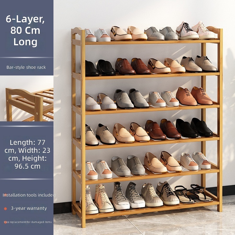 Zapatero de seis niveles marrón, de 80 cm de ancho.