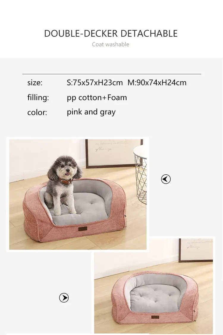 Pet Sofa Solid Orthopaedic Memory Foam Luxus-Haustier bett Wasch bares großes Kissen Lounge Hunde bett mit rutsch festem Boden