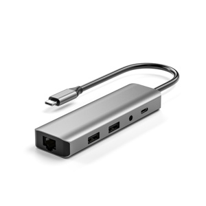 DisplayPort akışı ile USB-C Hub 6-in-1, 100M Ethernet LAN, 3.5 ses AUX, PD100W şarj, stokta 2 * USB portu tip-c Hub - Product Image 5