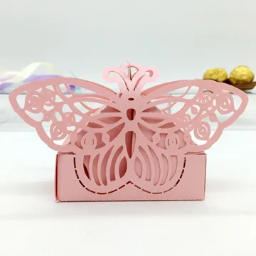 Новый дизайн, персонализированная бумажная коробка для конфет и шоколада с красочной бабочкой и жемчугом
